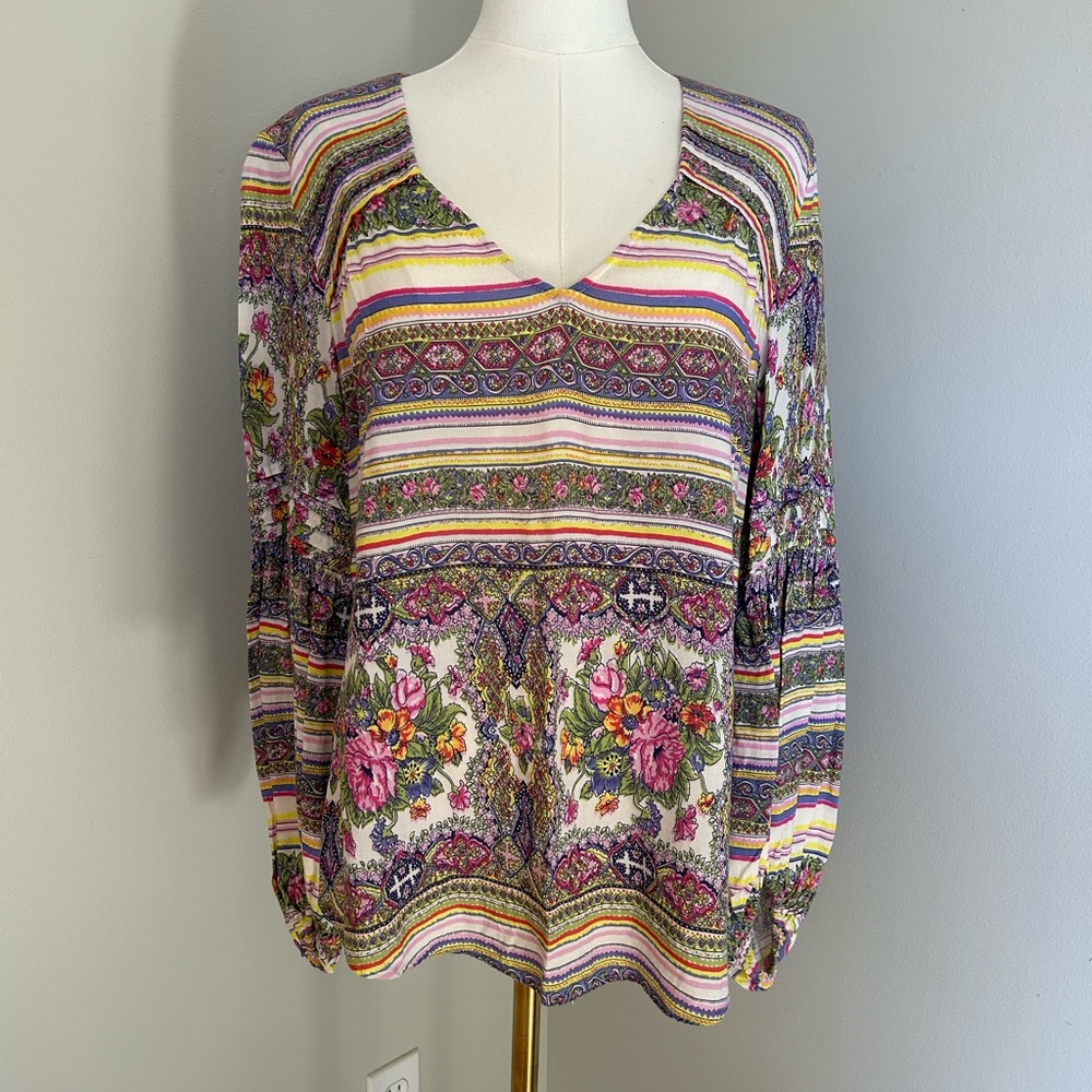 Maeve by Anthropologie Floral Multicolor Women's Boho Top